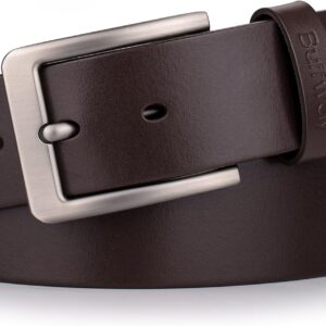 Men's Full Grain Leather Belt Solid One-Piece 1.5 Inch Wide - Image 12