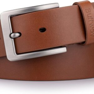 Men's Full Grain Leather Belt Solid One-Piece 1.5 Inch Wide - Image 13