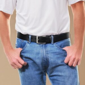 Men's Full Grain Leather Belt Solid One-Piece 1.5 Inch Wide - Image 2