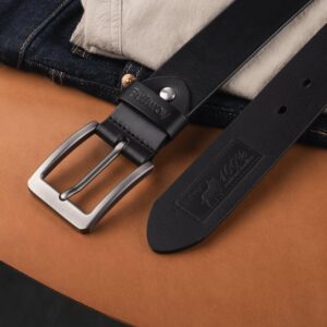 Men's Full Grain Leather Belt Solid One-Piece 1.5 Inch Wide - Image 6