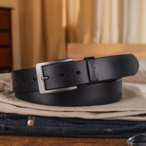 Men's Full Grain Leather Belt Solid One-Piece 1.5 Inch Wide - Image 7
