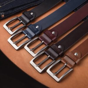 Men's Full Grain Leather Belt Solid One-Piece 1.5 Inch Wide - Image 9
