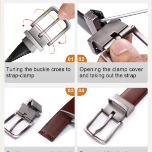Men's Reversible Belt Genuine Leather Adjustable - Image 3