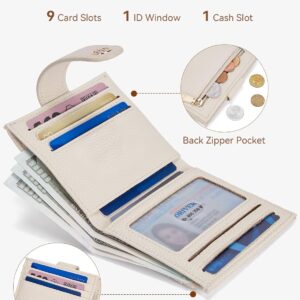 Slim Wallet Leather RFID Blocking Small Beige - Image 2