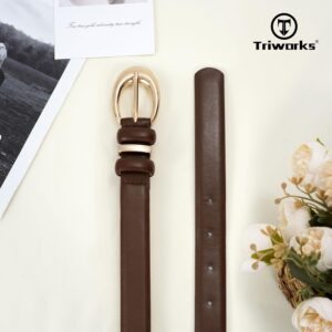 Women Leather Belt 2 Pack Skinny Faux Leather Gold Buckle - Image 5