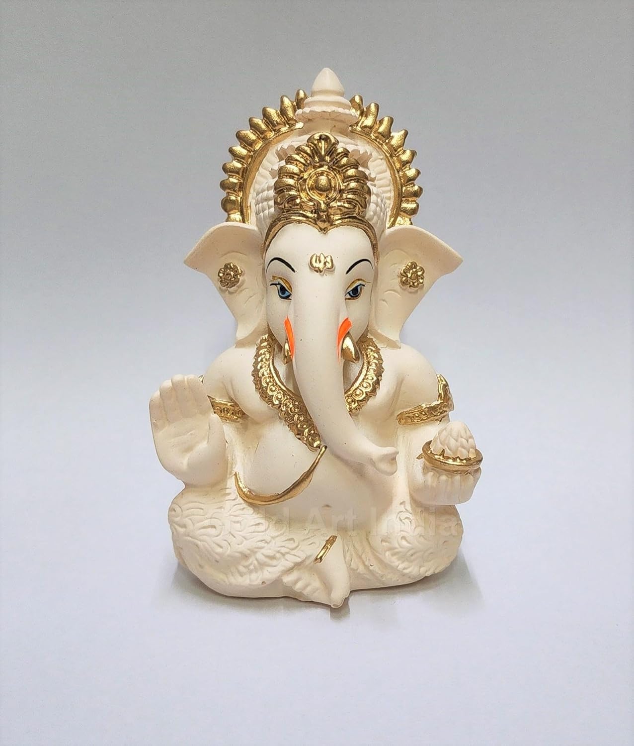 Dashboard Ganesha Figurine, Peach Ivory Finish