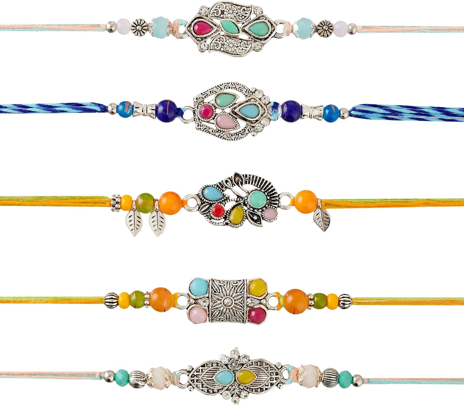 Traditional Rakhi Bracelets, Pack of 5, with Card